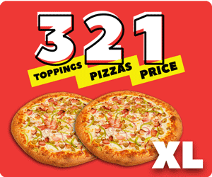 2 XL 3 Topping Pizzas